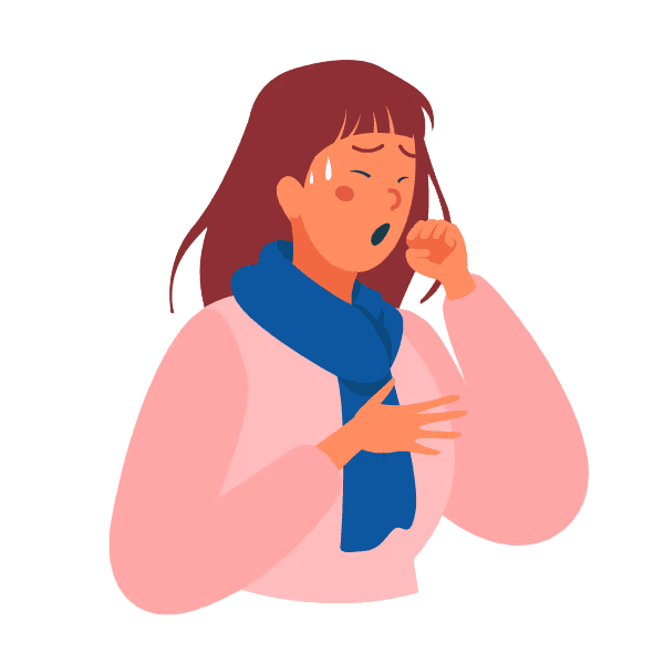 Woman coughing due to air pollution